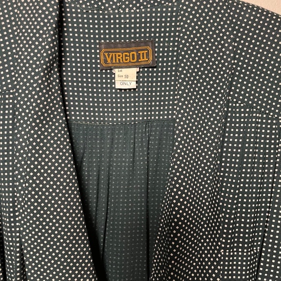 Vintage 90s Virgo II Green White Patterned Pantsuit Jumper With Belt Women's 10 - Picture 4 of 7